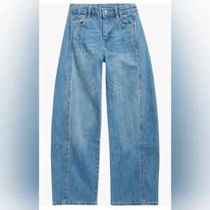 NWT!! Tractr Light Blue Medium Indigo Wash Barrel Jeans